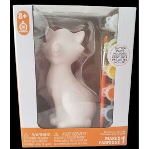 Creatology NIB Kit Cat figure Paint&brush and glitter paint 3D Ceramic Halloween